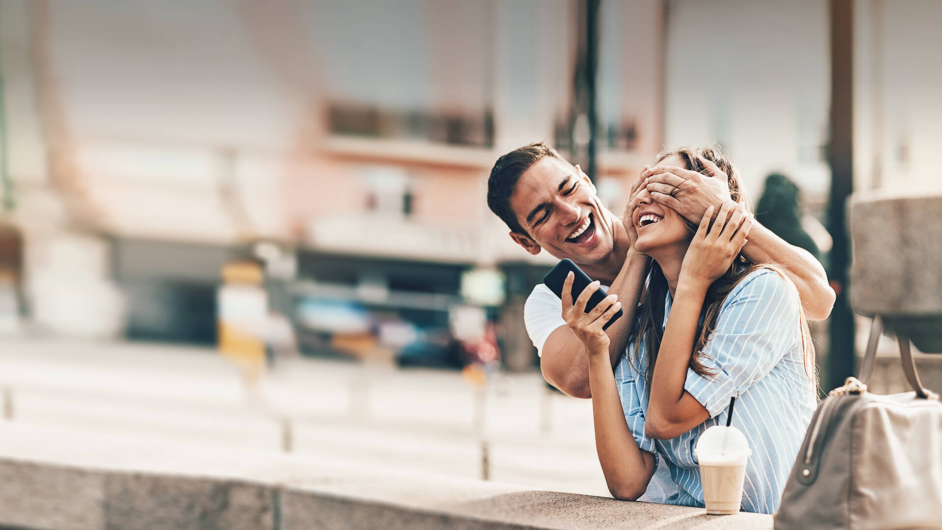 International dating symbolized by a happy foreign couple