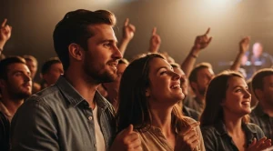 A couple enjoying a live concert at cefcu center in peoria. 